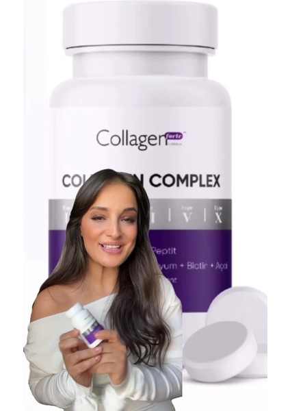 Kolajen Complex , Tip 1,2,3,5,10 Biotin, Çinko, Selenyum, C Vitamini & Açai, 90 Tablet