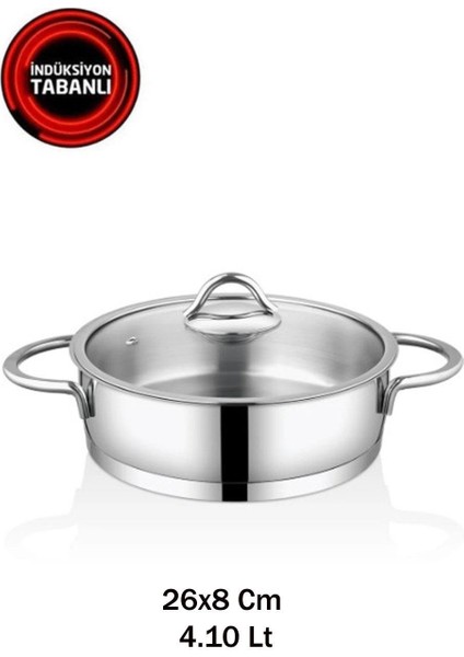 Vision 4.10 Litre 26X8 cm Indiksiyon Basık Çelik Tencere