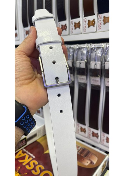 Beyaz 100 % Hakiki Deri Kumaş Pantolon Kemeri fiyatları