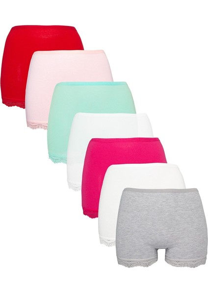 Kız Çocuk Pamuklu 6 Adet Paçası Dantel Şort Külot