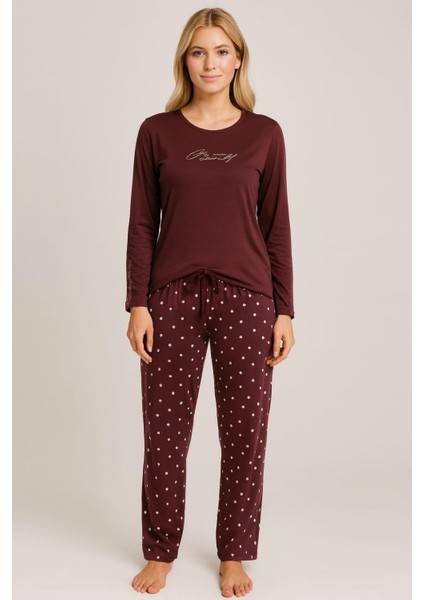 Kadın 20651 Uzun Kol Milan Pijama Takımı Mor