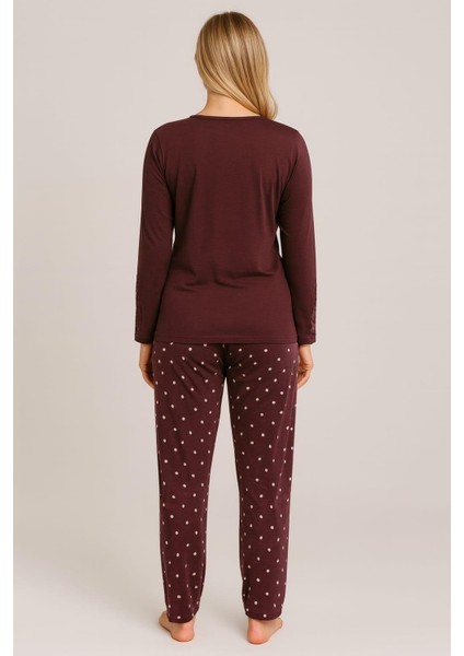 Kadın 20651 Uzun Kol Milan Pijama Takımı Mor fiyatları