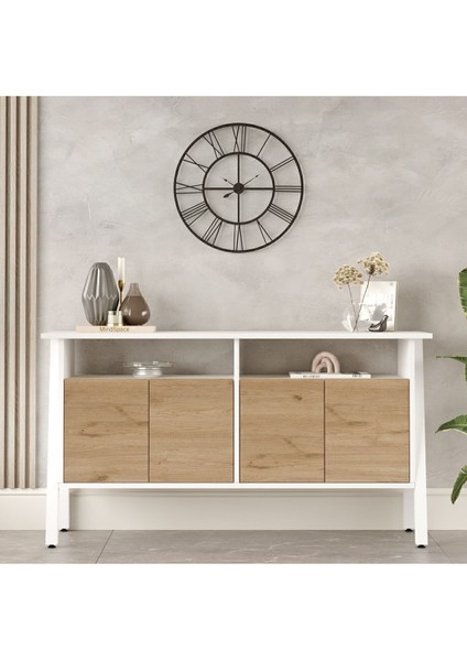 Molena Konsol 4 Kapaklı 140CM Beyaz Metal Ayaklı Sepet-Beyaz Ma3-Sw fiyatları