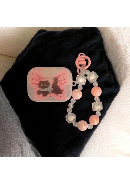 Airpods Sevimli Siyah Kedi Desenli Kılıf Pro 2 modelleri