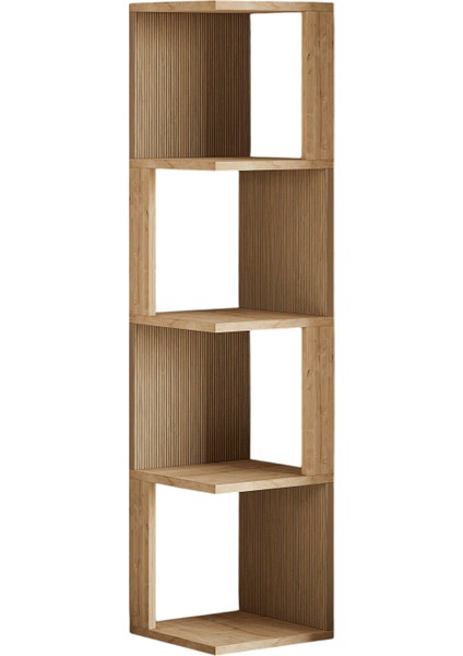 Herry Köşe Kitaplık – Dekoratif Raf Ünitesi, Modern Kütüphane, Safir Meşe modelleri