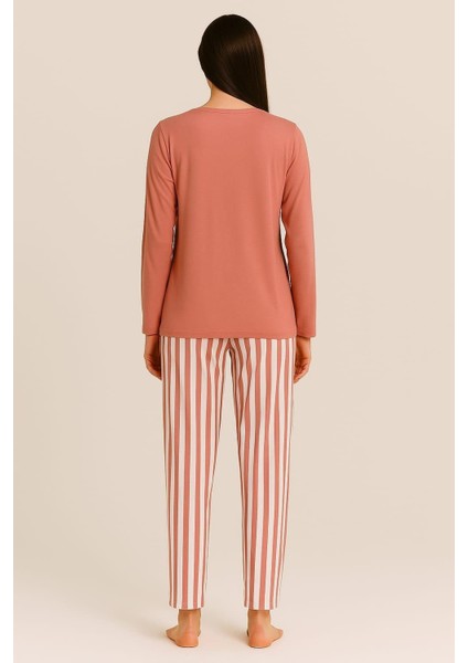 Kaadın 20300 Uzun Kol Milan Pijama Takımı Pudra fiyatları