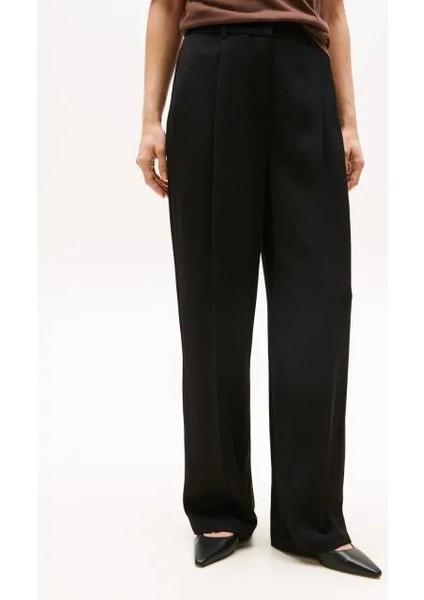 Viskon Twill Rahat Kesim Düz Paça Kadın Pantolon WW0WW46749BDS modelleri