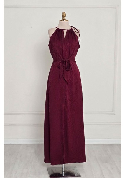 Bordo Ön Bağlamalı Detaylı Elbise 251656 fiyatları