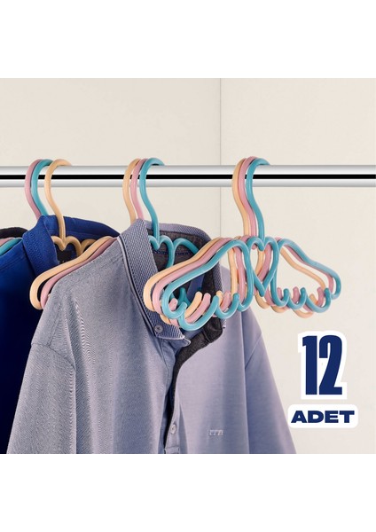 12 Adet Melek Askı Elbise Askısı - Karışık Renk