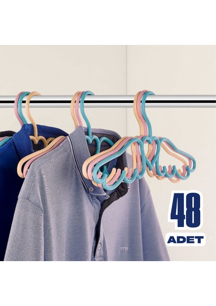 48 Adet Melek Askı Elbise Askısı - Karışık Renk