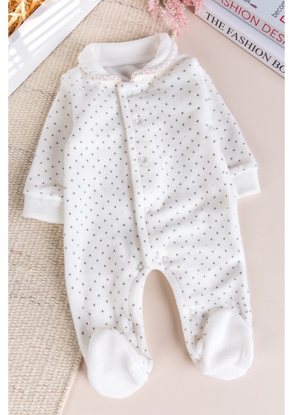 Hırkalı Bebe Yaka 2'li Kadife Kışlık Kız Bebek Tulum Set modelleri