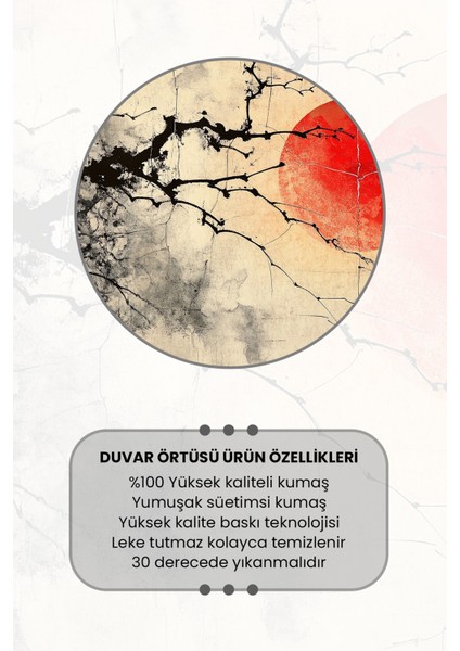Kırmızı Ay ve Dallar Desenli Duvar Halısı Duvar Örtüsü Tapestry Süet Dokulu Kumaş fırsatları