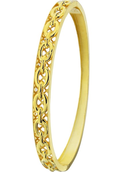 18K Altın Kaplamalı 925 Ayar Gümüş Tasarım Kelepçe Bileklik - 45102001 fiyatları