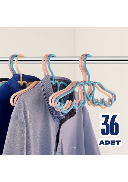 36 Adet Melek Askı Elbise Askısı - Karışık Renk