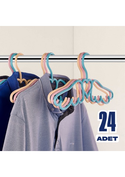 24 Adet Melek Askı Elbise Askısı - Karışık Renk