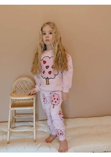 Meyve Desenli Uzun Kollu Kız Çocuk Alt Üst Takım