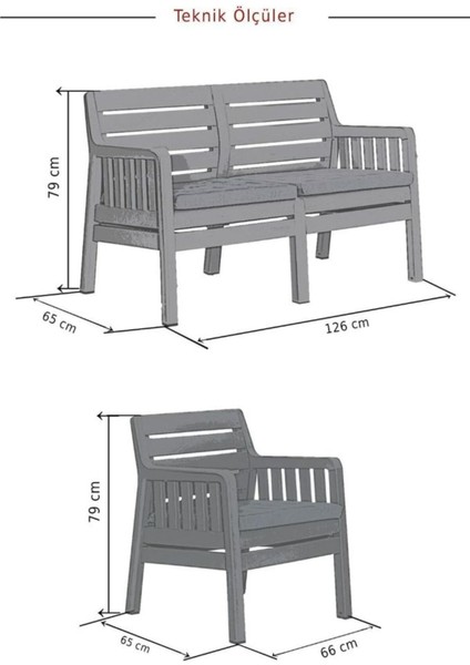 Lara Kahverengi Polipropilen UV Katkılı Bahçe ve Balkon Oturma Takımı – Güneş Işınlarına Dayanıklı Dış Mekan Mobilyası