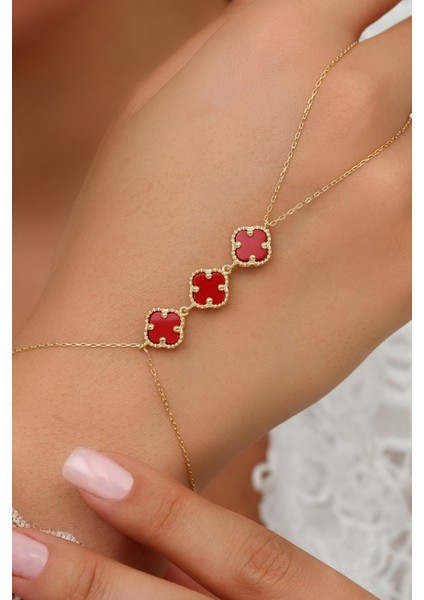 14K Altın Kaplamalı 925 Ayar Gümüş Granada Saray Yoncaları Şahmeran - Kırmızı 45103201 modelleri