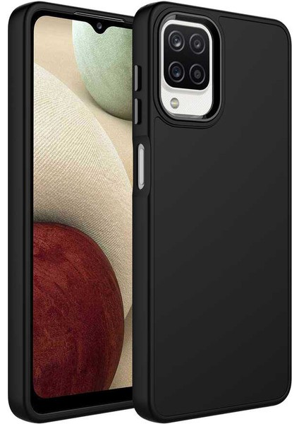 Galaxy M32 Kılıf Metal Çerçeve ve Buton Tasarımlı Silikon Mnc Luna Kapak-Siyah