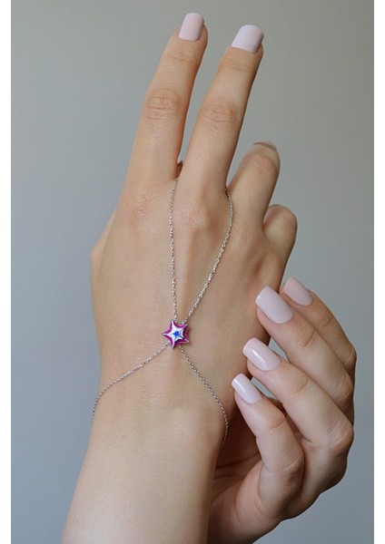 925 Ayar Gümüş Mineli Yıldız Şahmeran - 45095401