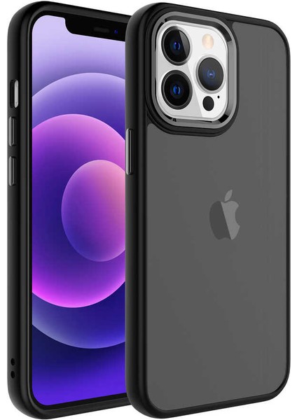 Apple iPhone 13 Pro Max Kılıf Buzlu Sert Pc Mnc May Kapak-Siyah