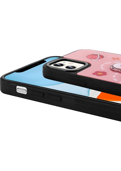 Apple iPhone 11 Kılıf Parlayan Kabartmalı Ikonik Figürlü Mnc Amas Silikon Kapak-Pembe modelleri