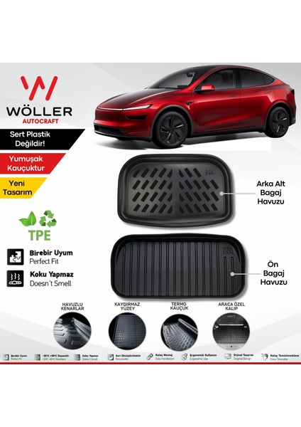Tesla Model Y Juniper Bagaj Havuzu Seti Ön ve Arka Alt Bagaj Havuzu 2025 Sonrası 3D Ultraflex Esnek