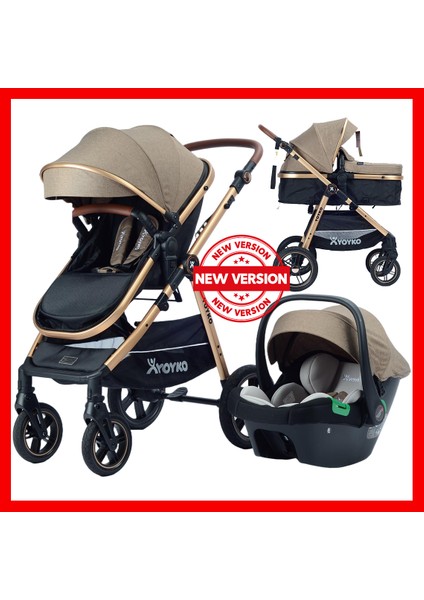 Luxury I-Size Travel Sistem Bebek Arabası 3 In 1 Coffee Rose