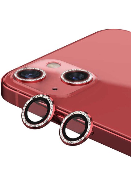 iPhone 13 Uyumlu Mnc Cl-06 Kamera Lens Koruyucu-Kırmızı