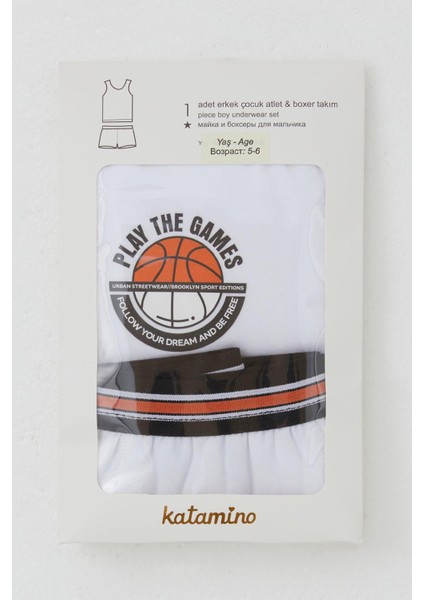 Erkek Çocuk Atlet Boxer Takım Motivasyon Temalı 1-12 Yaş, Beyaz fırsatları