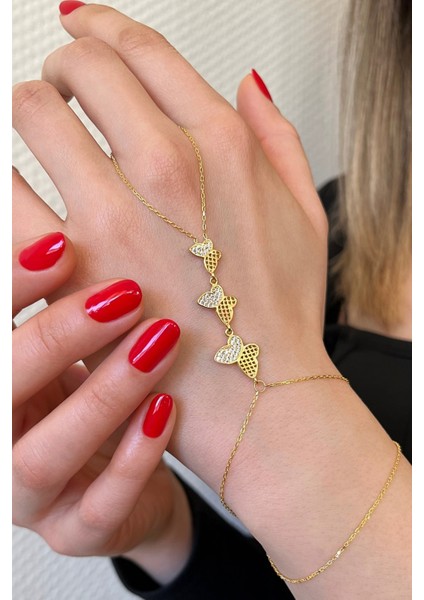 18K Altın Kaplamalı 925 Ayar Gümüş Kelebekler Şahmeran - 45100004