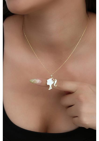 14 Ayar Altın Kaplamalı 925 Ayar Gümüş Mineli Prenses Kolye - N183401 fiyatları