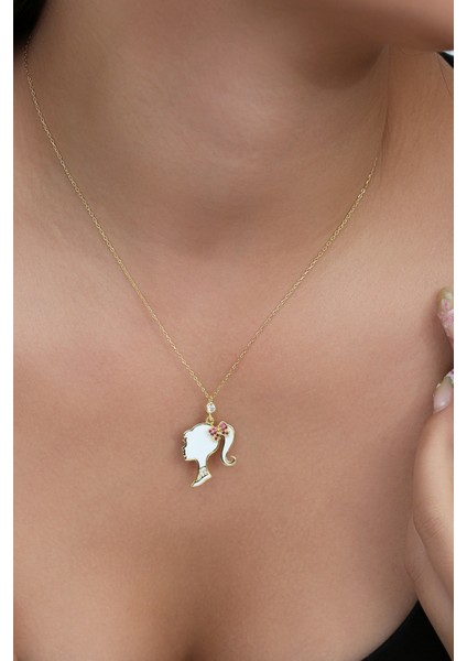 14 Ayar Altın Kaplamalı 925 Ayar Gümüş Mineli Prenses Kolye - N183401 modelleri