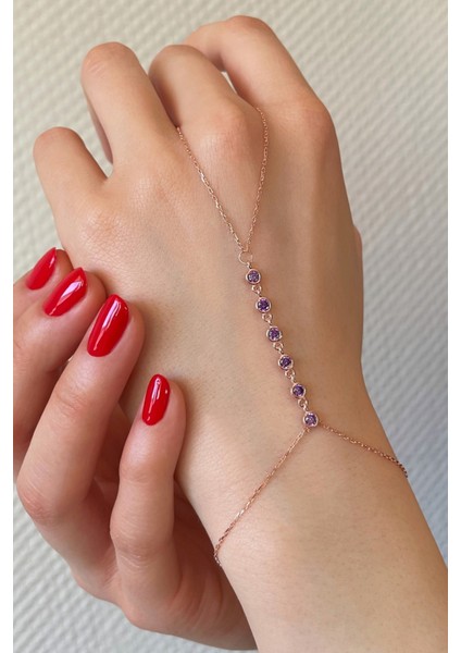 925 Ayar Gümüş Mor Taşlı Rose Su Yolu Şahmeran - 45099201