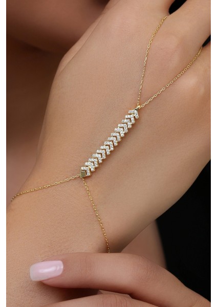 18K Altın Kaplamalı 925 Ayar Gümüş V Çavuş Model Su Yolu Şahmeran - 45103602