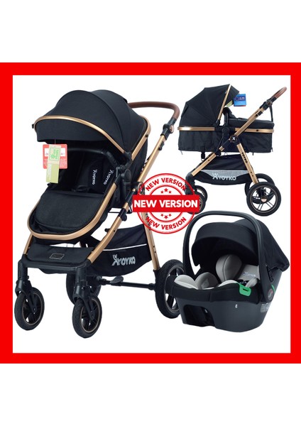 Luxury I-Size Travel Sistem Bebek Arabası 3 In 1 Siyah Rose