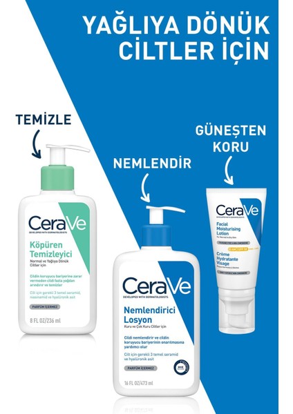Yüz Temizleme Jeli 236 ml – Normal ve Yağlı Ciltler İçin, 3 Seramid ve Hyaluronik Asit ile Derin Temizlik