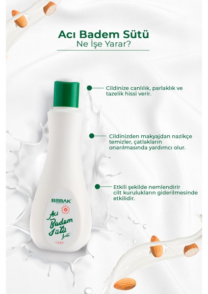 Acı Badem Özlü Yüz Temizleme Sütü 120 ml x 3 – Karma Ciltler İçin Makyaj Temizleme ve Nemlendirici Bakım