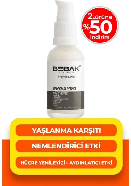 Pharma Lipozomal Retinol Gece Serumu 30 ml – Kırışıklık ve Yaşlanma Karşıtı, Hyalüronik Asit ve Seramid İçerikli, Tüm Cilt Tipleri İçin indirimleri