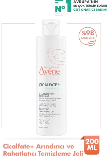 Avène Cicalfate+ Arındırıcı Temizleme Jeli 200 ml – Hassas ve Karma Ciltler için, %98 Doğal İçerikli, Aile Kullanımına Uygun