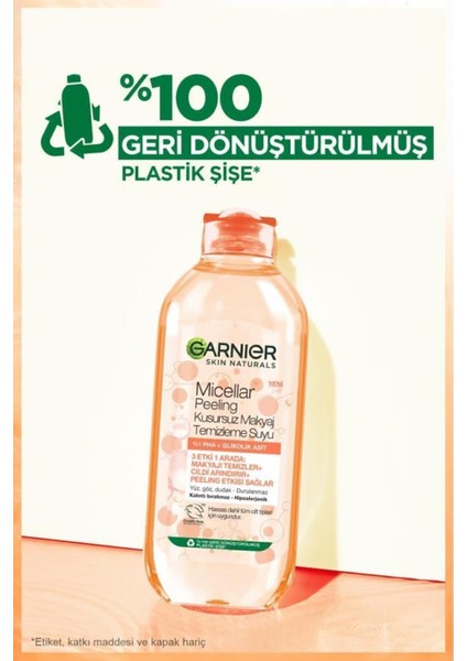Micellar Peeling Makyaj Temizleme Suyu 400 ml – Glikolik Asitli, Arındırıcı ve Canlandırıcı, Tüm Cilt Tiplerine Uygun