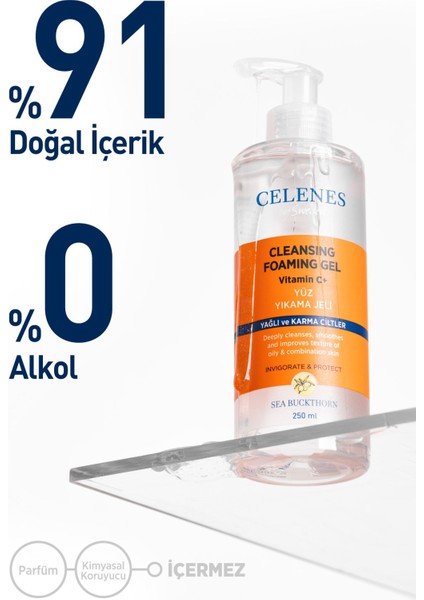 Yüz Temizleme Jeli 250 ml – Karma ve Yağlı Ciltler için Deniz İğdesi ve C+ Vitamini ile Derin Temizlik modelleri