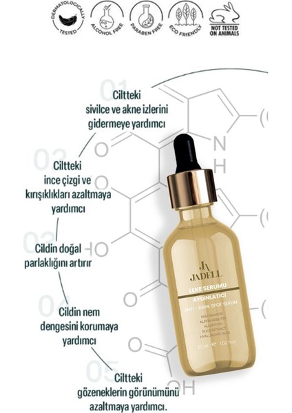 Aydınlatıcı ve Leke Karşıtı Serum 30 ml – Karma Ciltler için Niacinamide ve Hyaluronik Asitli Yoğun Nem