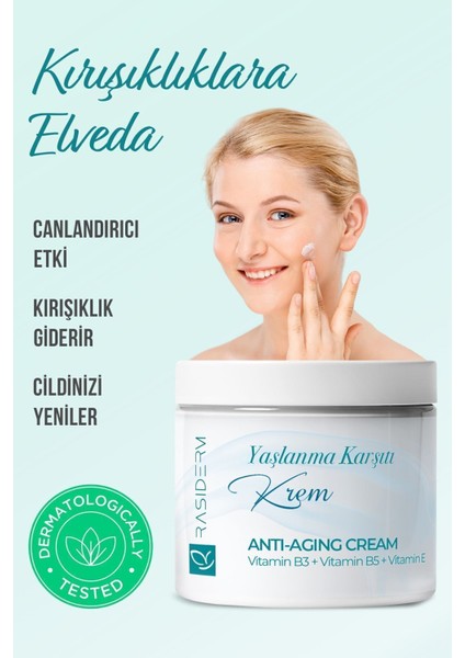 Rasiderm Kırışıklık Karşıtı Nemlendirici Krem 50 ml – Tüm Cilt Tipleri İçin Vitamin B3, B5 ve E ile Canlandırıcı Bakım fırsatları