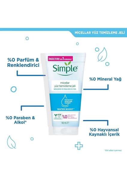 Water Boost Micellar Yüz Temizleme Jeli 150 ml – Hassas Ciltler İçin E Vitaminli, Arındırıcı ve Nemlendirici Günlük Bakım