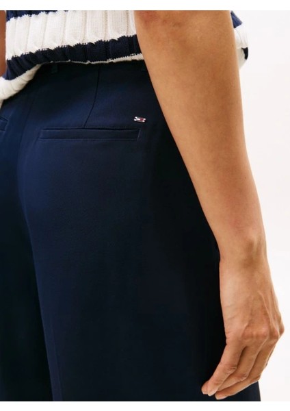 Viskon Twill Rahat Kesim Düz Paça Kadın Pantolon WW0WW46749C1G