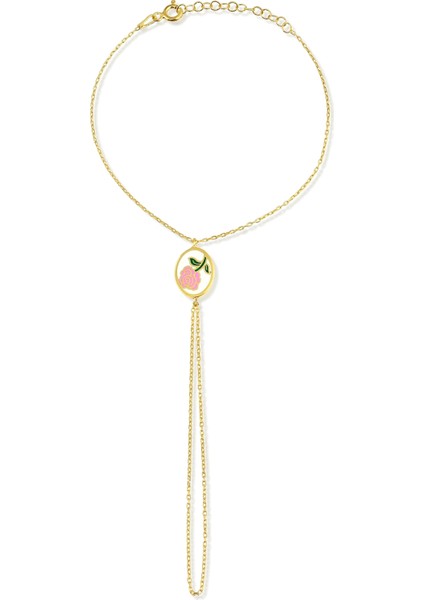 14K Altın Kaplamalı 925 Ayar Gümüş Mine Gül Motifli Şahmeran - 45103402 fiyatları