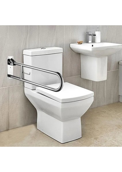 Wc Klozet Yanı Kağıtlıklı Parlak Hareketli Mafsallı Engelli Tutunma Barı Q32 Çapında Paslanmaz