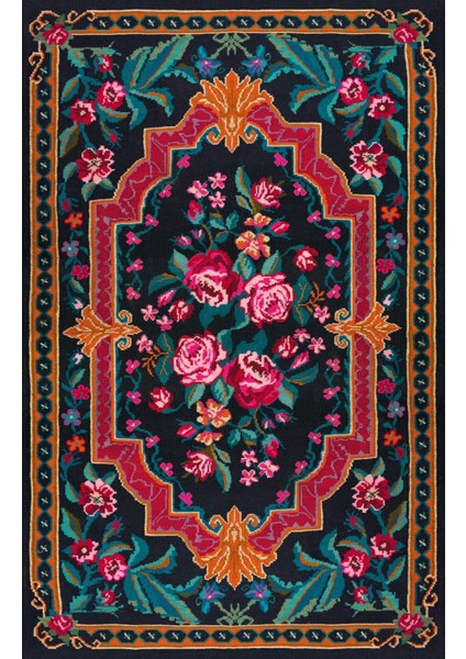 | Vintage Eskitme Tarz Otantik Minimalist Turuncu-Kırmızı-Yeşil | Yıkanabilir Halı fırsatları