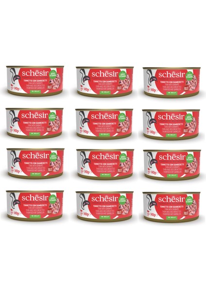 Ton ve Karidesli Tam ve Dengeli Kedi Konserve Jöleli 140 Gr. x 12 Adet